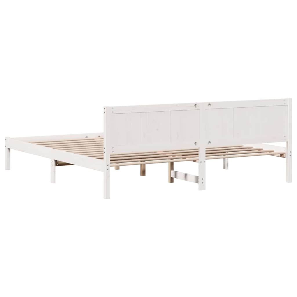 Sengestel Hvid 200 200 Cm Massivt Fyrretræ - Billede 8