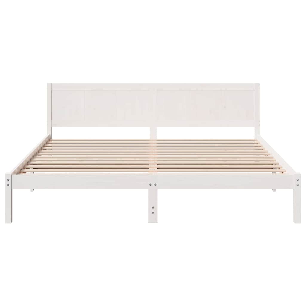 Sengestel Hvid 200 200 Cm Massivt Fyrretræ - Billede 6
