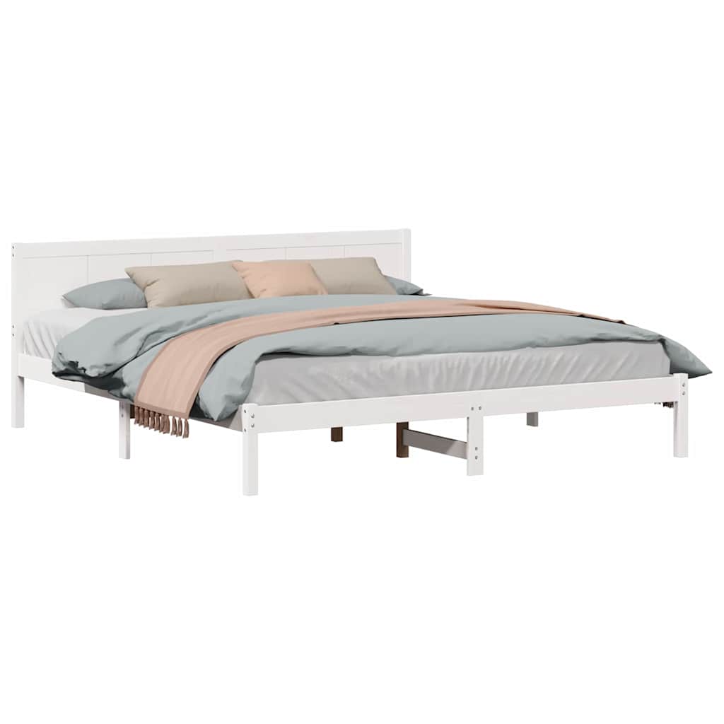 Sengestel Hvid 200 200 Cm Massivt Fyrretræ - Billede 3