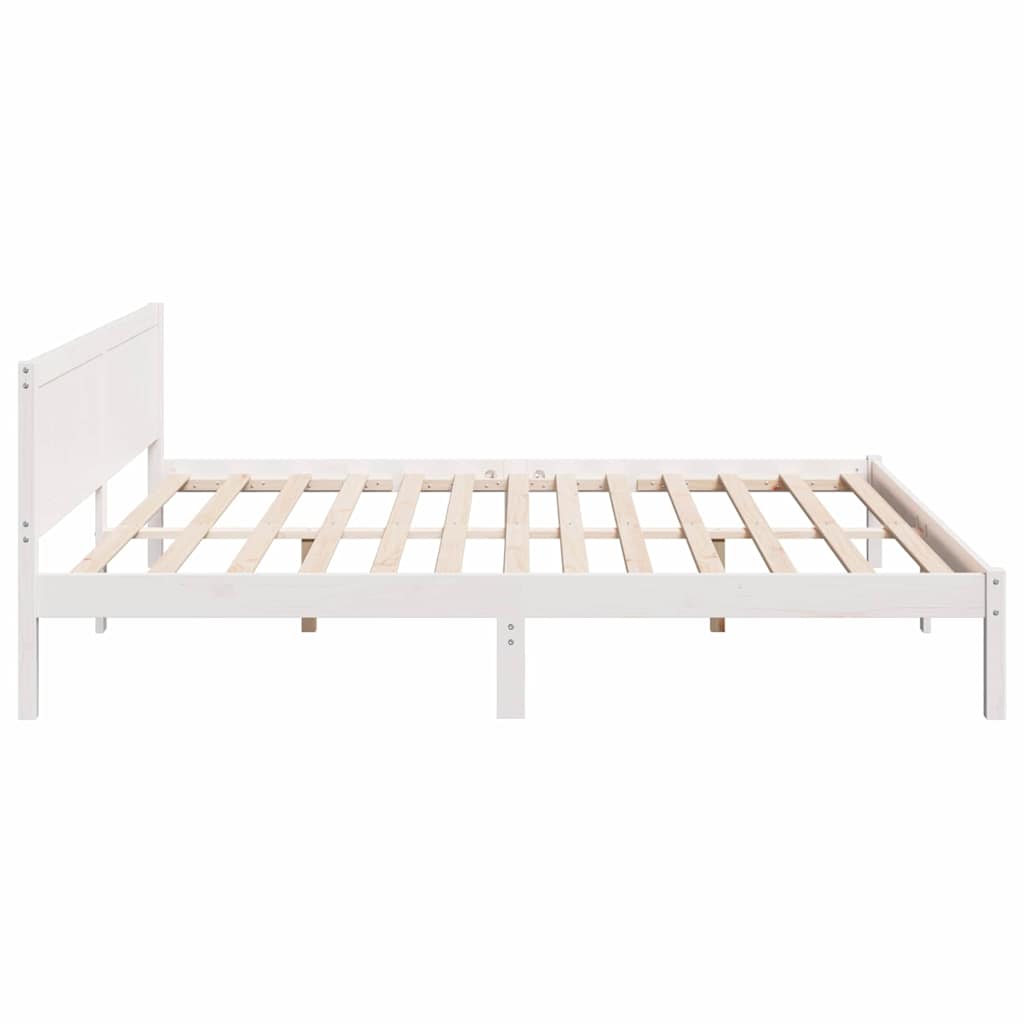 Sengestel Hvid 200 200 Cm Massivt Fyrretræ - Billede 7