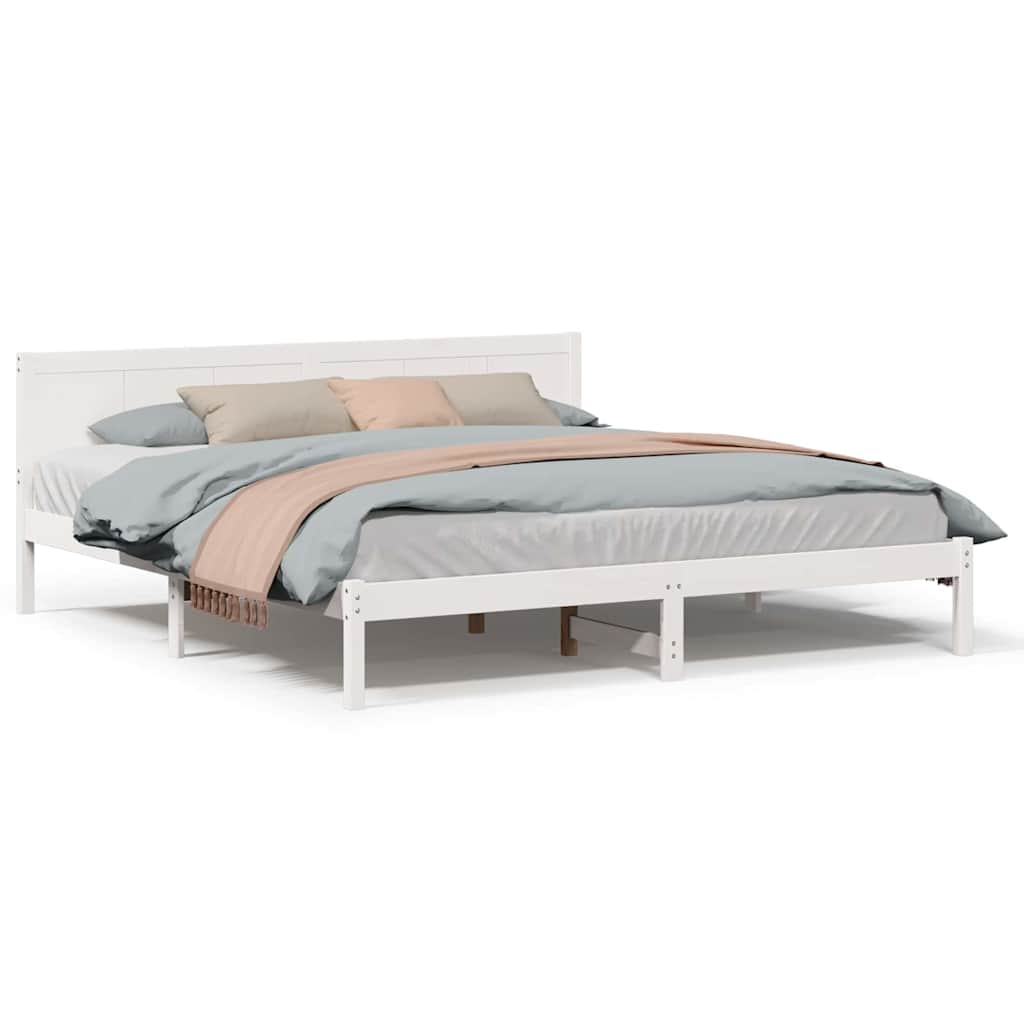 Sengestel Hvid 200 200 Cm Massivt Fyrretræ - Billede 4