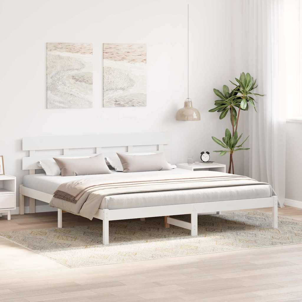 Sengestel Hvid 180 200 Cm Massivt Fyrretræ - Billede 5
