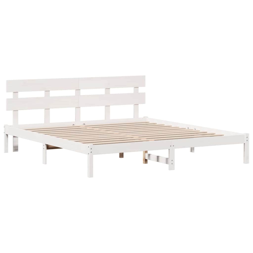 Sengestel Hvid 180 200 Cm Massivt Fyrretræ - Billede 2