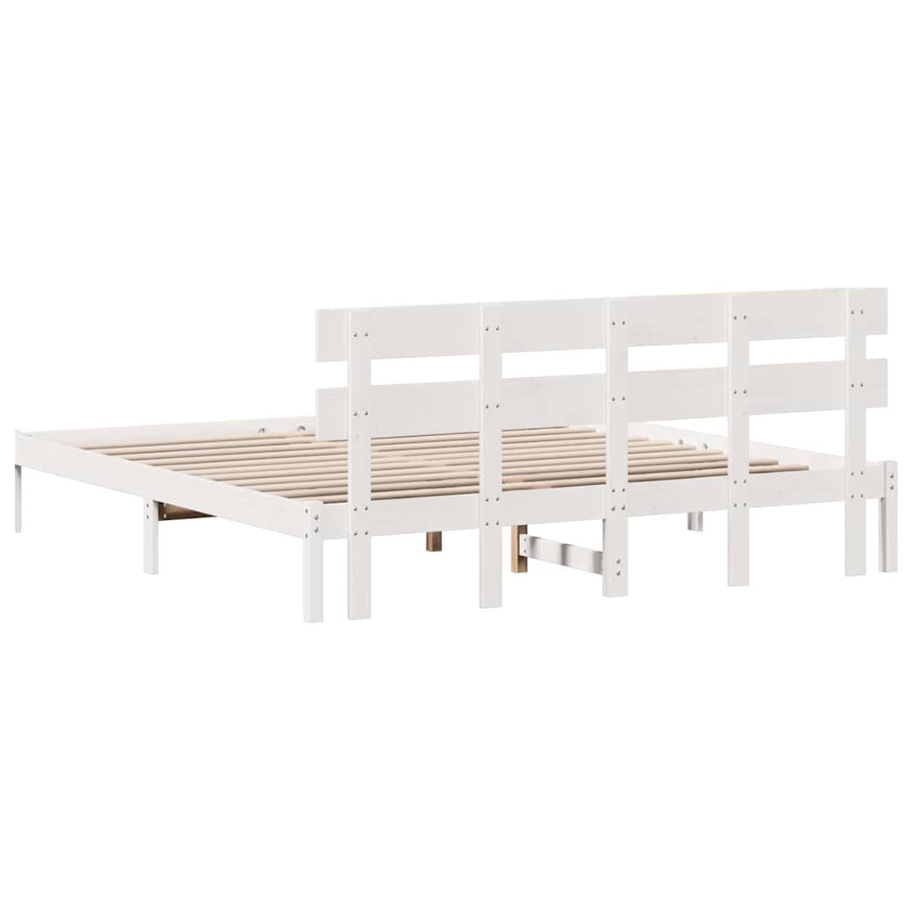 Sengestel Hvid 180 200 Cm Massivt Fyrretræ - Billede 8