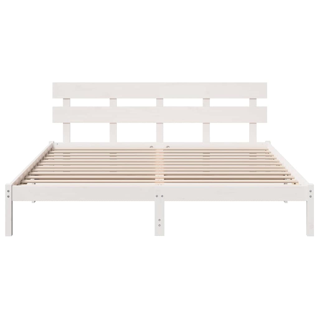 Sengestel Hvid 180 200 Cm Massivt Fyrretræ - Billede 6