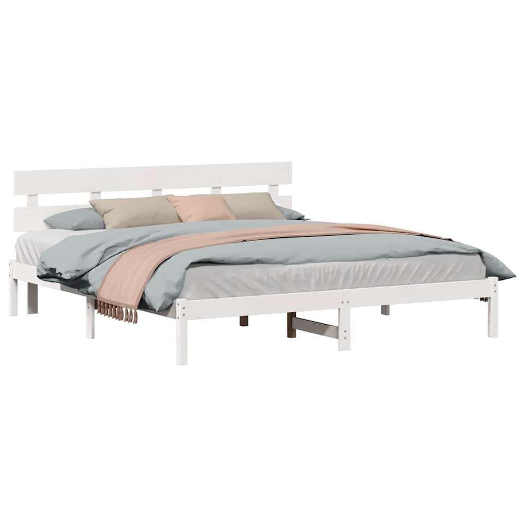 Sengestel Hvid 180 200 Cm Massivt Fyrretræ - Billede 3
