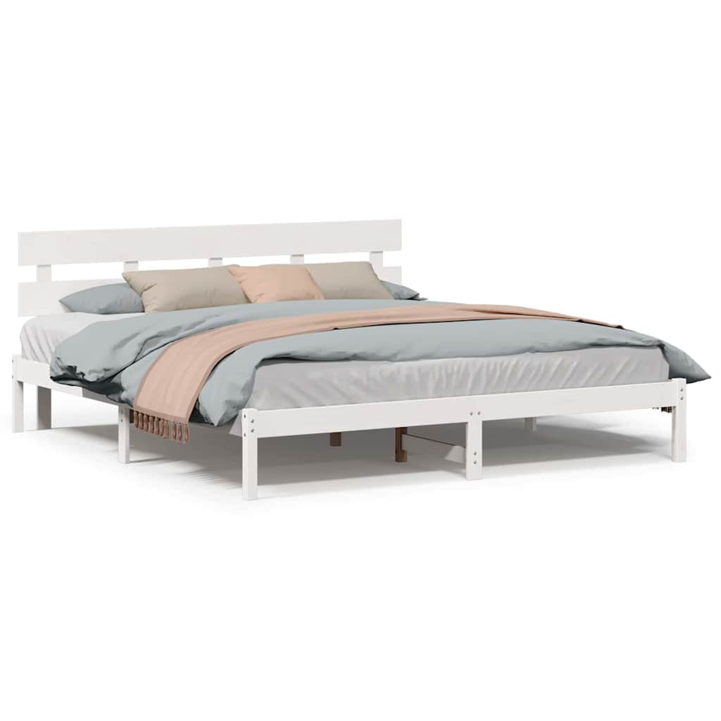 Sengestel Hvid 180 200 Cm Massivt Fyrretræ - Billede 4
