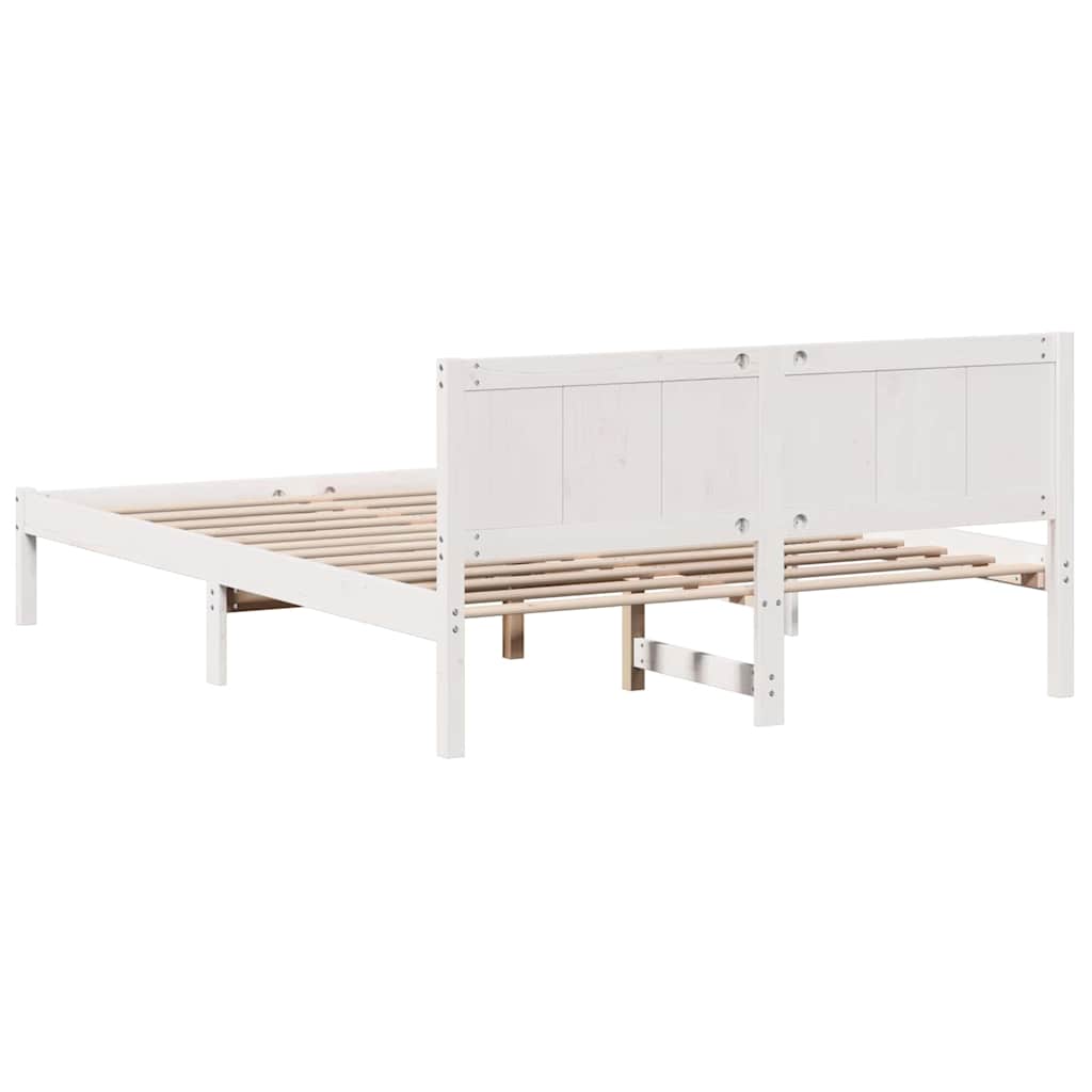 Sengestel Hvid 160 200 Cm Massivt Fyrretræ - Billede 8