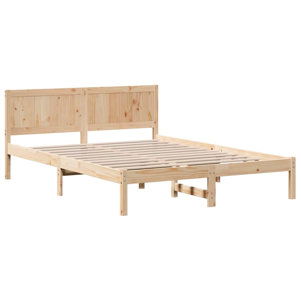 Sengestel Brun 150 200 Cm Massivt Fyrretræ - Billede 2