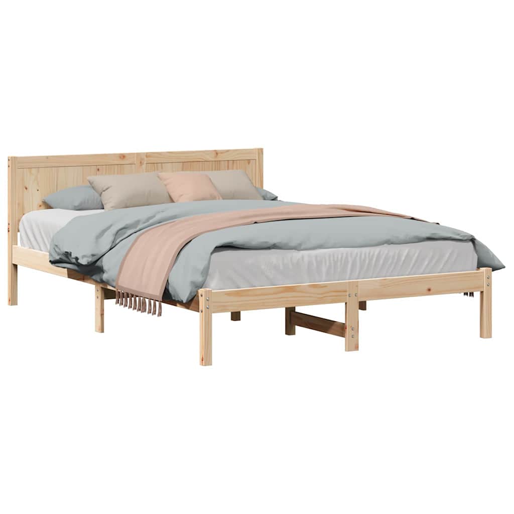 Sengestel Brun 150 200 Cm Massivt Fyrretræ - Billede 3