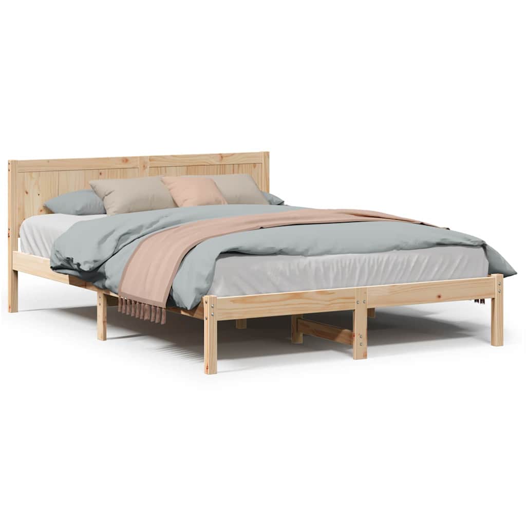 Sengestel Brun 150 200 Cm Massivt Fyrretræ - Billede 4