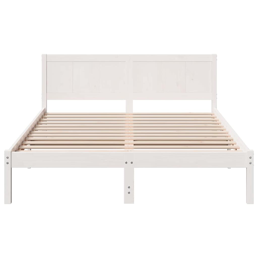 Sengestel Hvid 150 200 Cm Massivt Fyrretræ - Billede 6