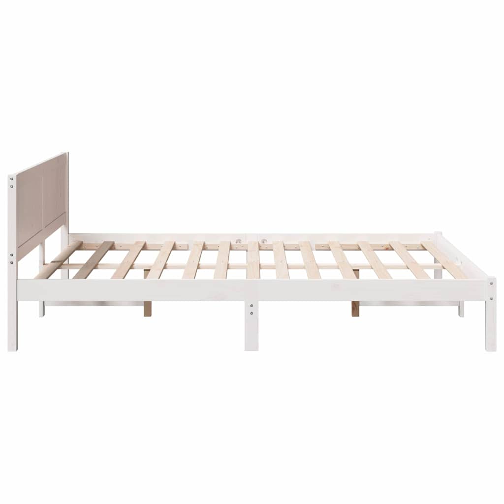 Sengestel Hvid 150 200 Cm Massivt Fyrretræ - Billede 7