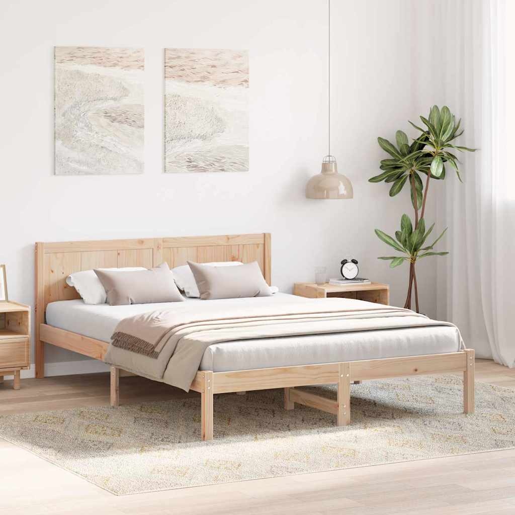 Sengestel Brun 140 200 Cm Massivt Fyrretræ - Billede 5