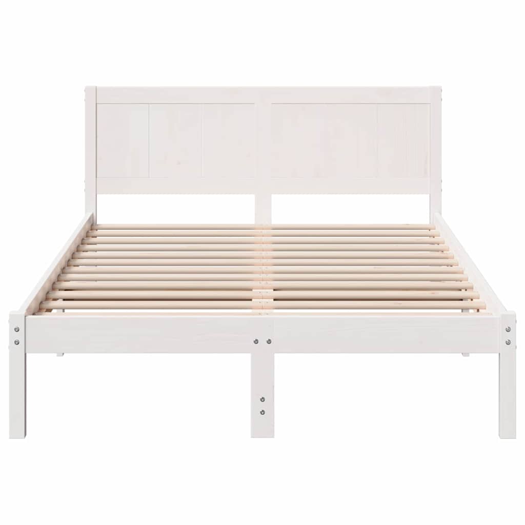 Sengestel Hvid 140 190 Cm Massivt Fyrretræ - Billede 6