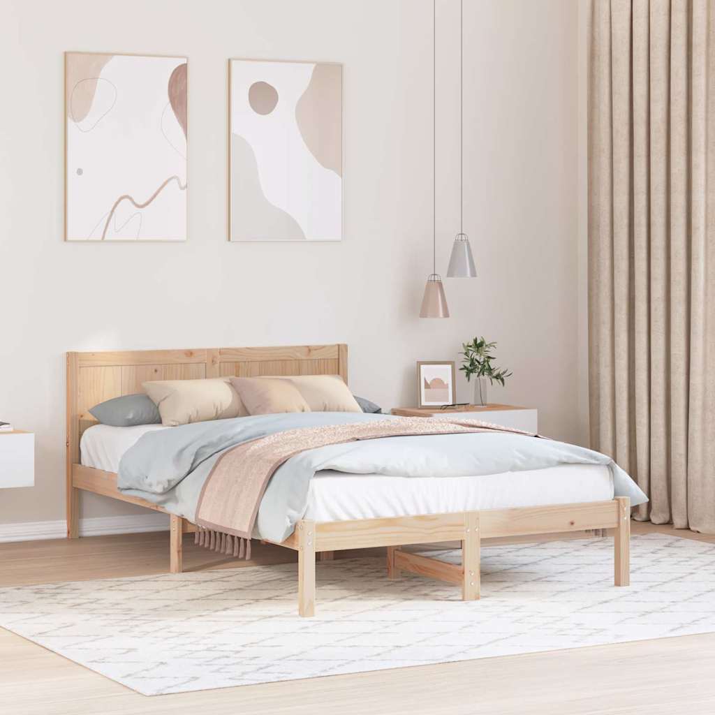 Sengestel Brun 135 190 Cm Massivt Fyrretræ - Hovedbillede