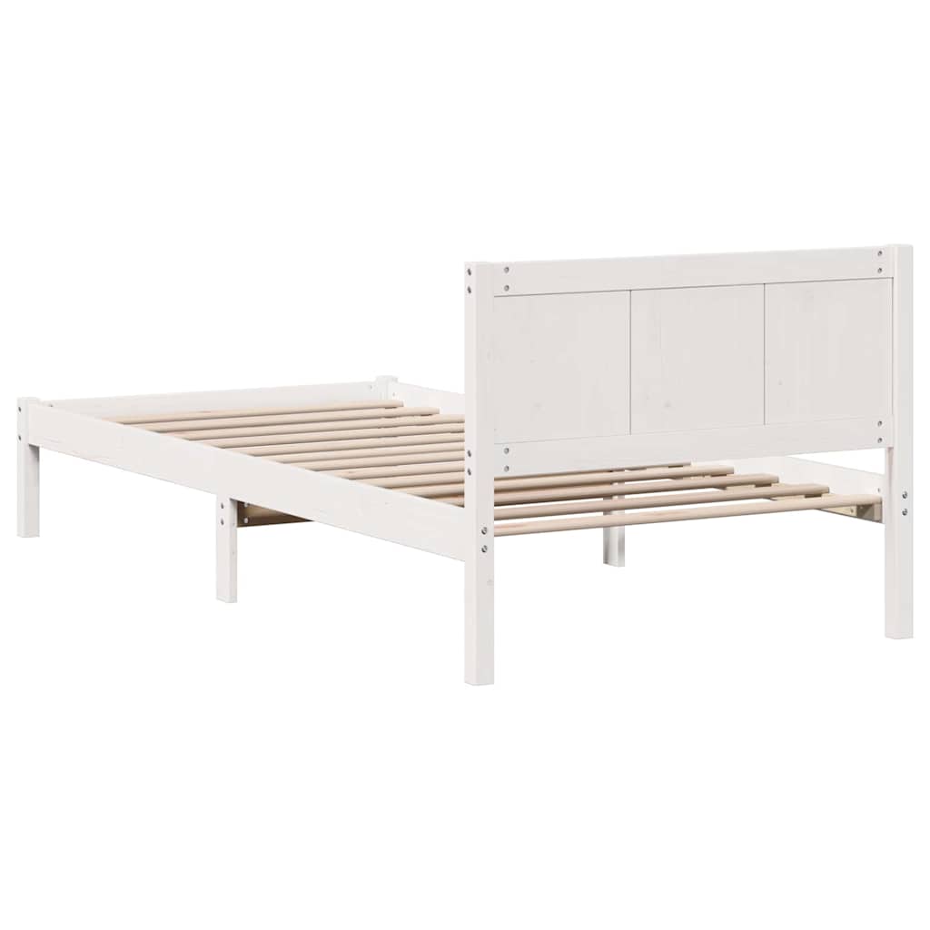 Sengestel Hvid 90 200 Cm Massivt Fyrretræ - Billede 8