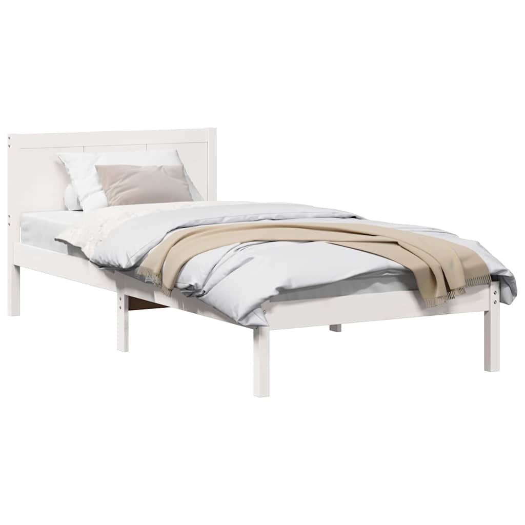 Sengestel Hvid 90 200 Cm Massivt Fyrretræ - Billede 3