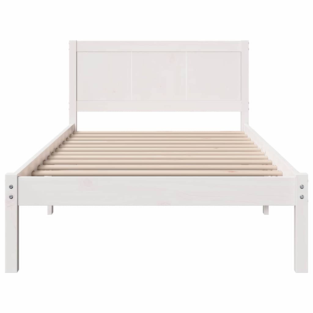 Sengestel Hvid 90 190 Cm Massivt Fyrretræ - Billede 6