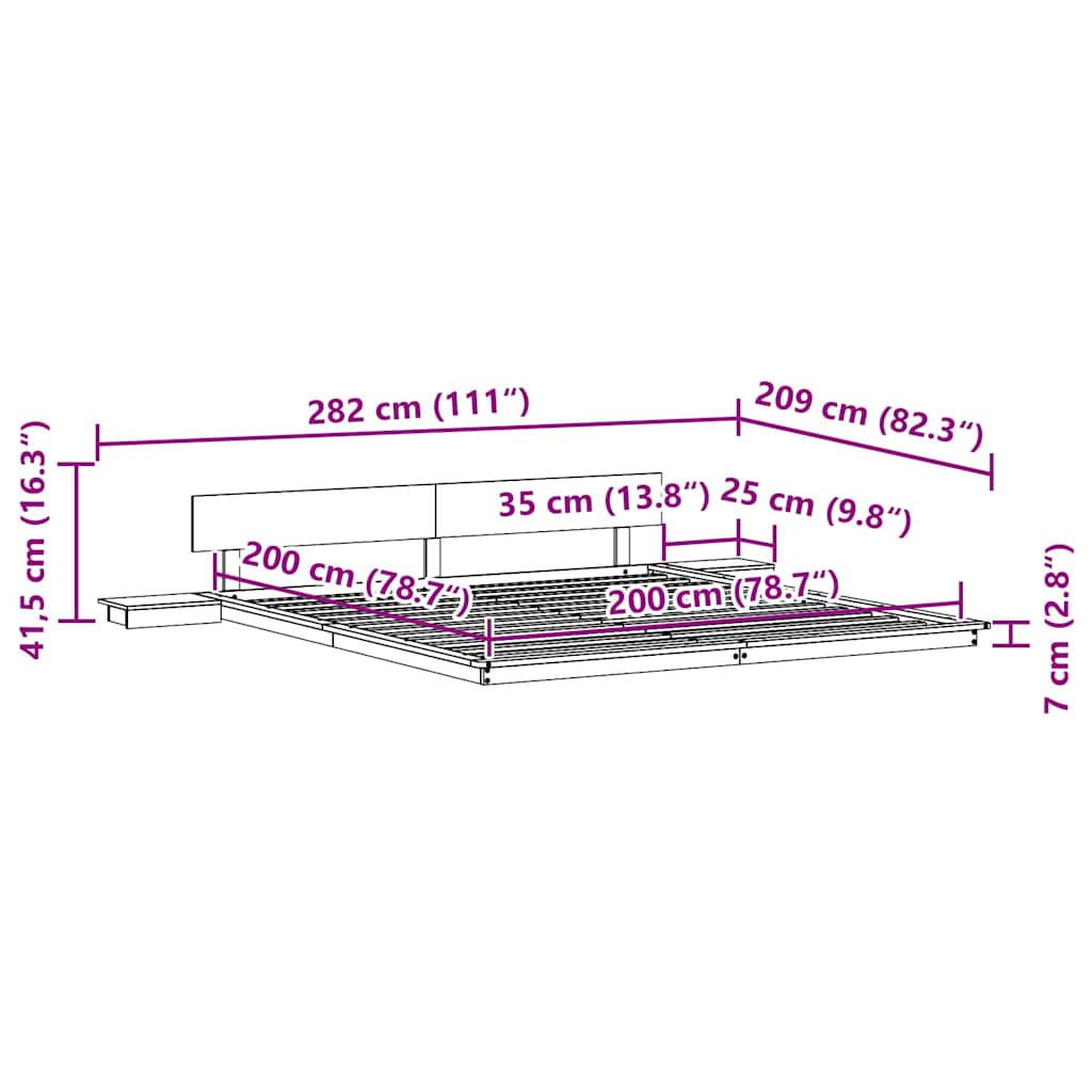 Sengestel Hvid 200 200 Cm Træ - Billede 9