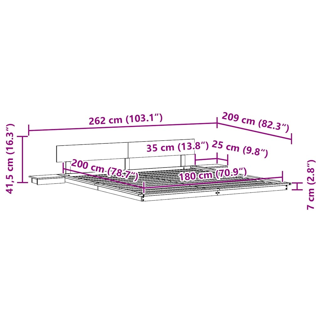 Sengestel Hvid 180 X 200 Cm Træ - Billede 9