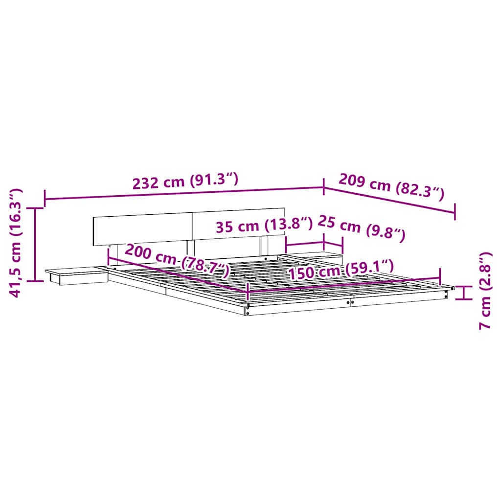 Sengestel Hvid 150 X 200 Cm Træ - Billede 9