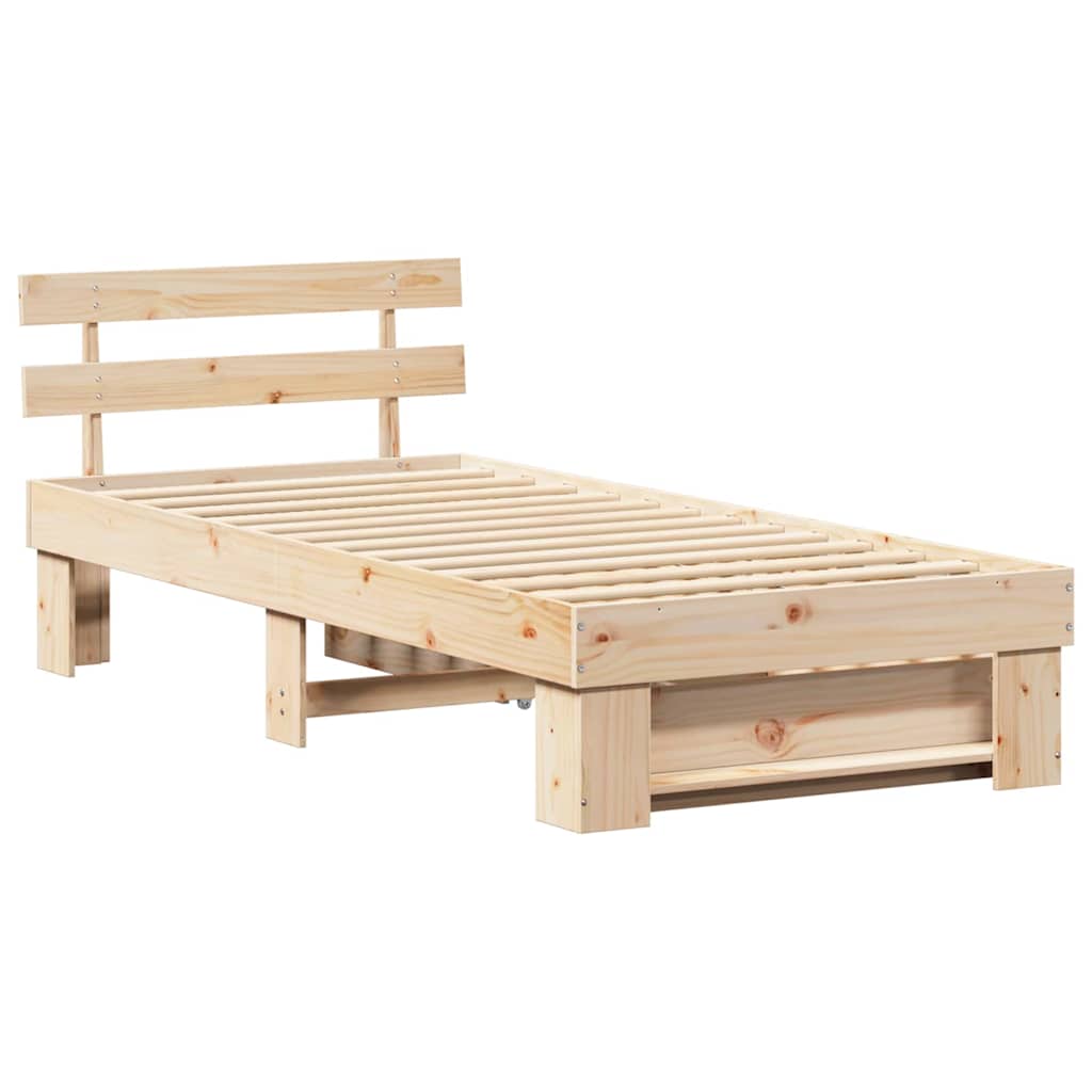 Sengestel Med Hovedgærde Brun 75 190 Cm Massivt Fyrretræ - Billede 7