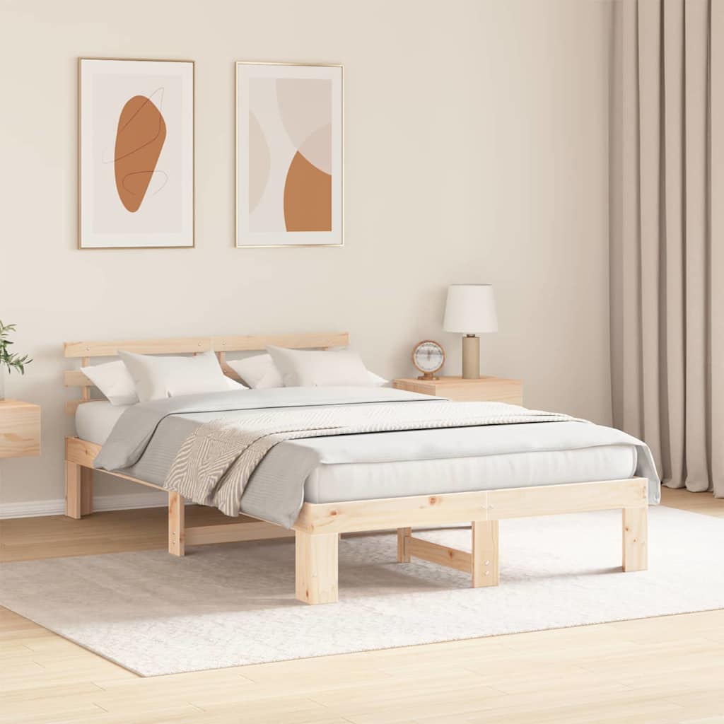 Sengestel Med Hovedgærde Creme 140 190 Cm Massivt Fyrretræ - Billede 5