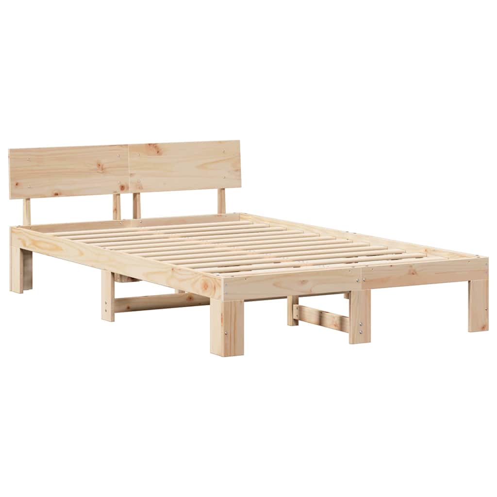 Sengestel Med Hovedgærde Brun 135 190 Cm Massivt Fyrretræ - Billede 2