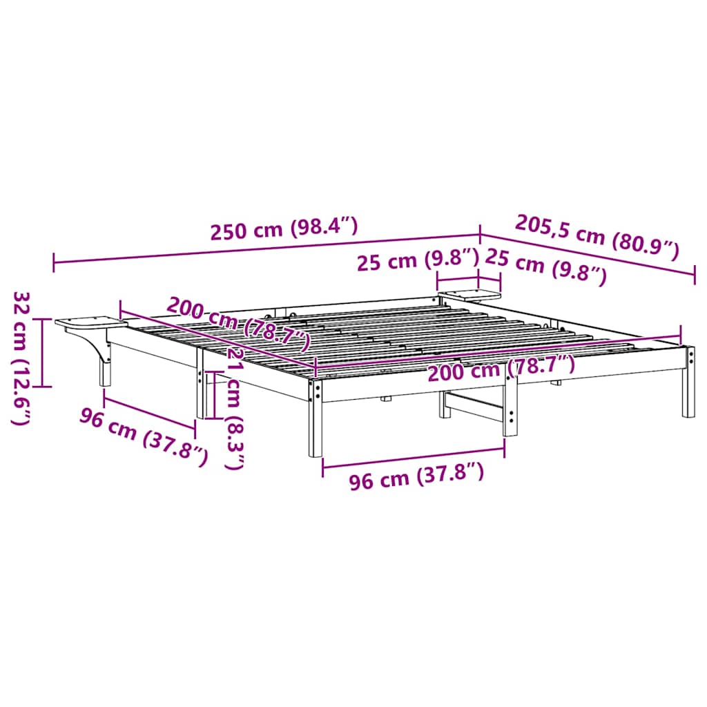 Sengestel Med Sengeborde Brun 200 X 200 Cm Gyldenbrun - Billede 10