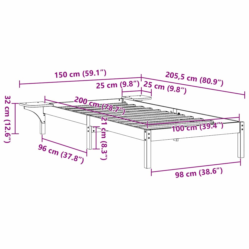 Sengestel Med Sengeborde Brun 100 X 200 Cm Brun - Billede 10