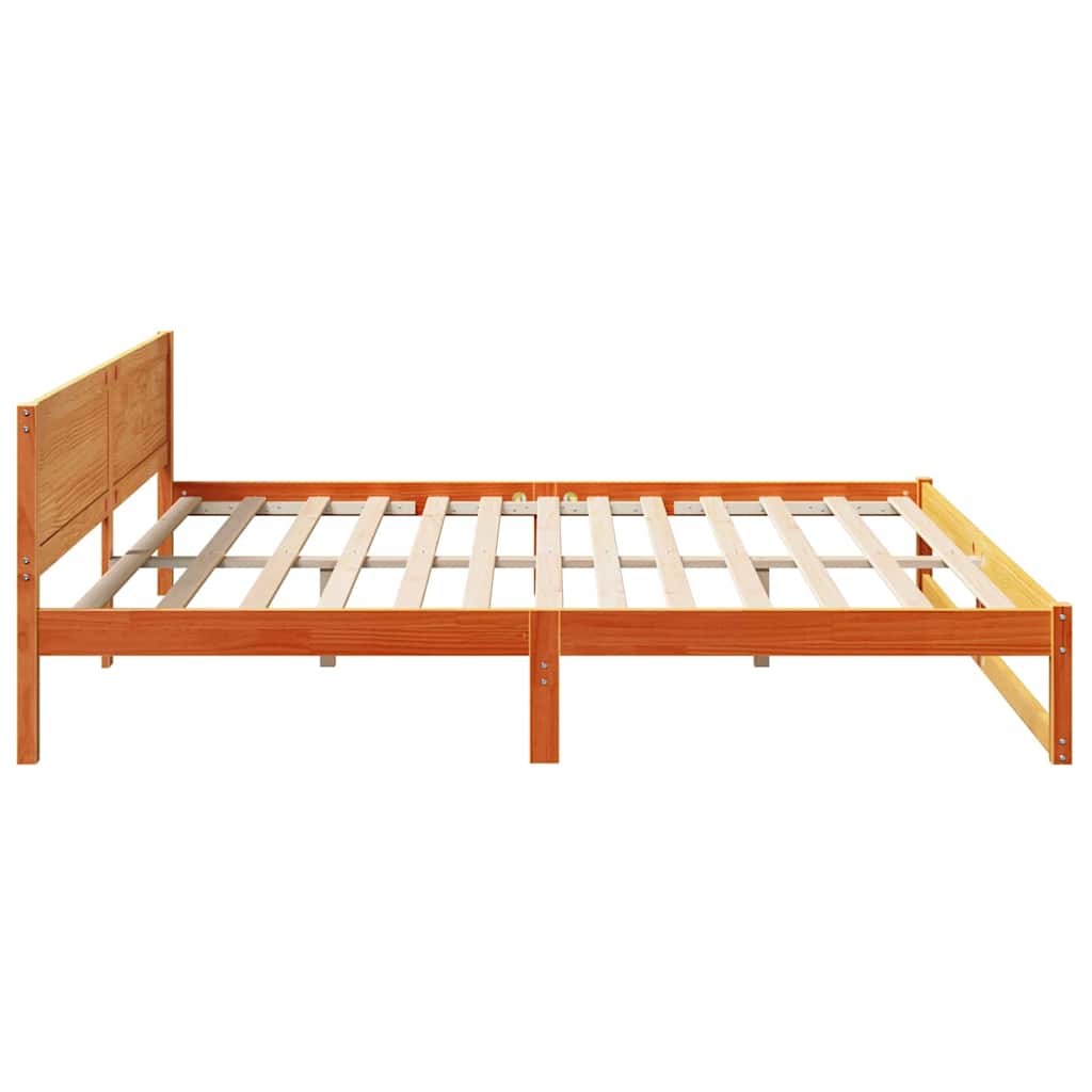 Sengestel Med Hovedgærde Brun 200 X 200 Cm Massivt Fyrretræ - Billede 6