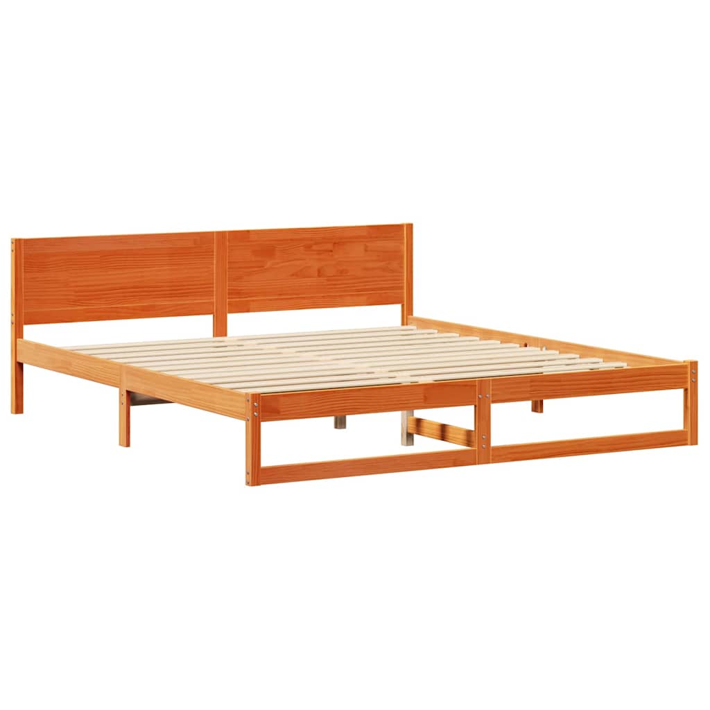 Sengestel Med Hovedgærde Brun 180 X 200 Cm Massivt Fyrretræ - Billede 2