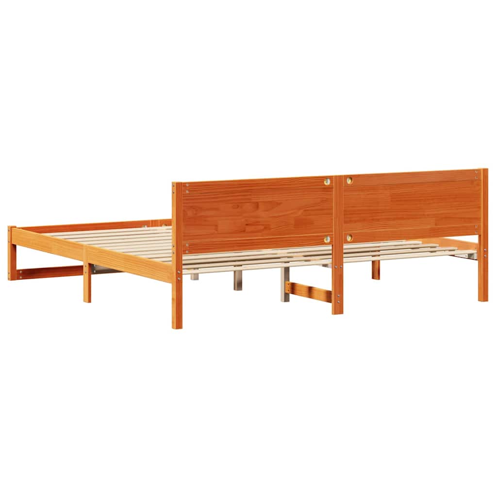 Sengestel Med Hovedgærde Brun 180 X 200 Cm Massivt Fyrretræ - Billede 7