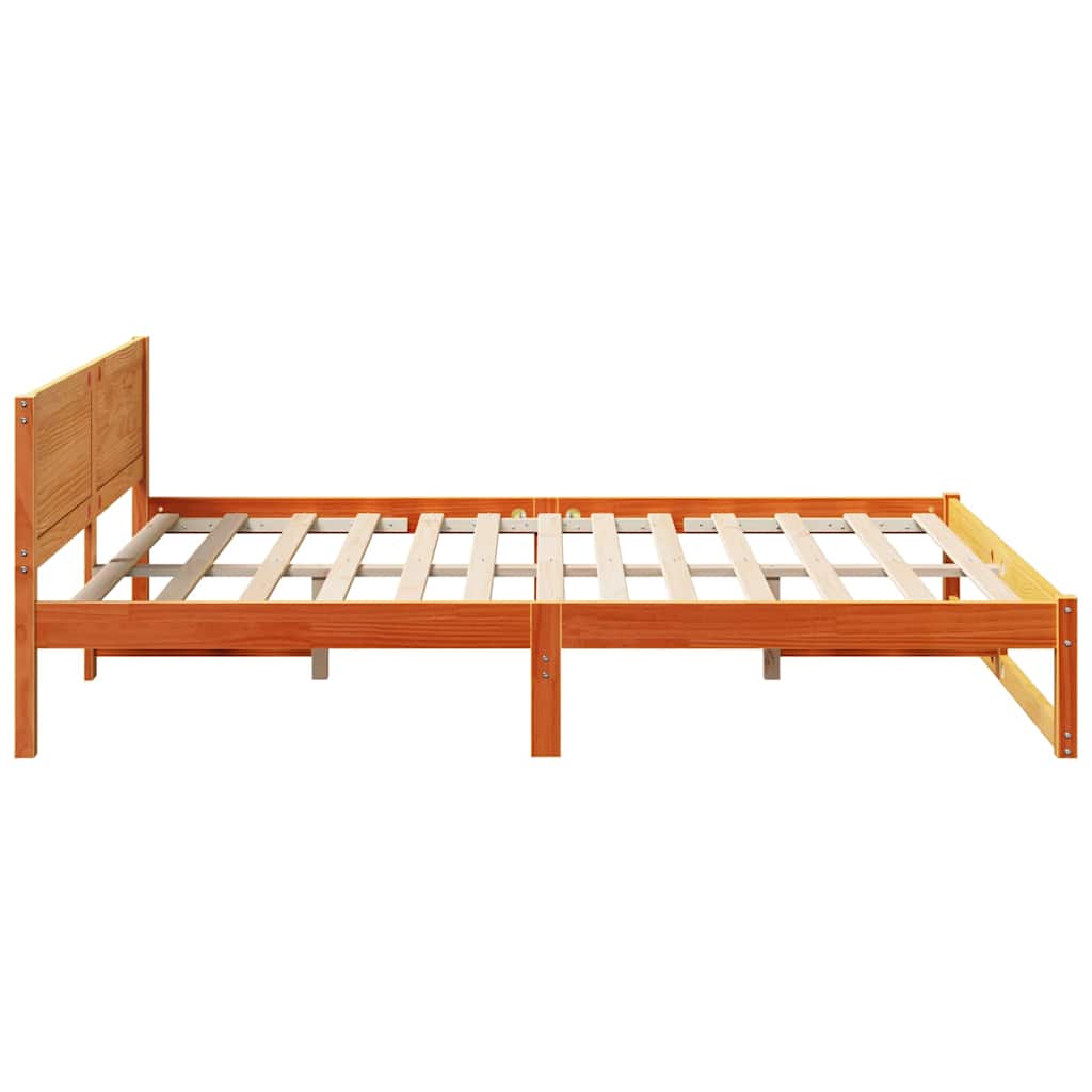 Sengestel Med Hovedgærde Brun 140 X 200 Cm Massivt Fyrretræ - Billede 6