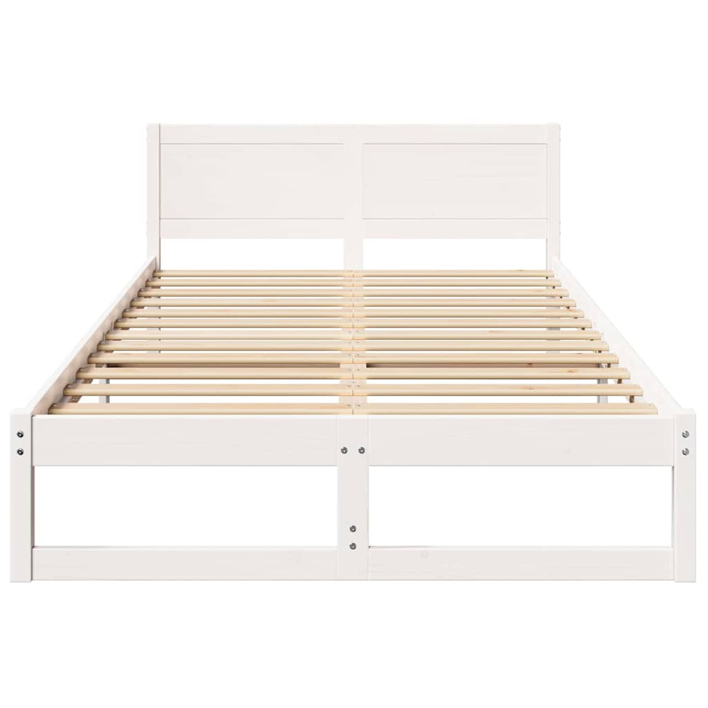 Sengestel Med Hovedgærde Hvid 120 X 200 Cm Massivt Fyrretræ - Billede 5