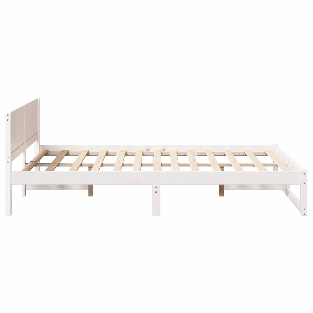Sengestel Med Hovedgærde Hvid 120 X 200 Cm Massivt Fyrretræ - Billede 6