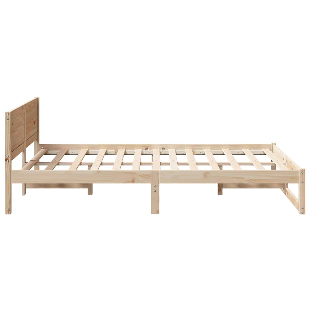 Sengestel Med Hovedgærde Brun 135 190 Cm Massivt Fyrretræ - Billede 7