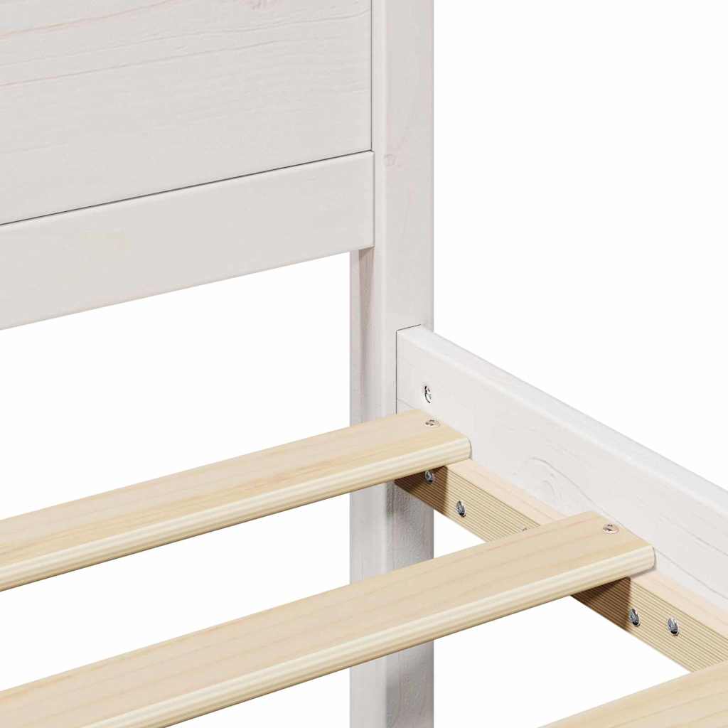 Sengestel Med Hovedgærde Hvid 135 X 190 Cm Massivt Fyrretræ - Billede 8