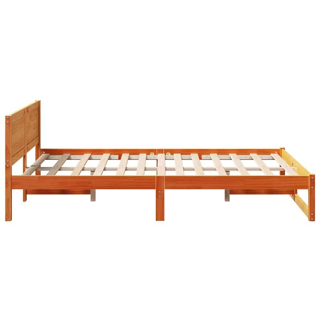 Sengestel Med Hovedgærde Brun 135 X 190 Cm Massivt Fyrretræ - Billede 6