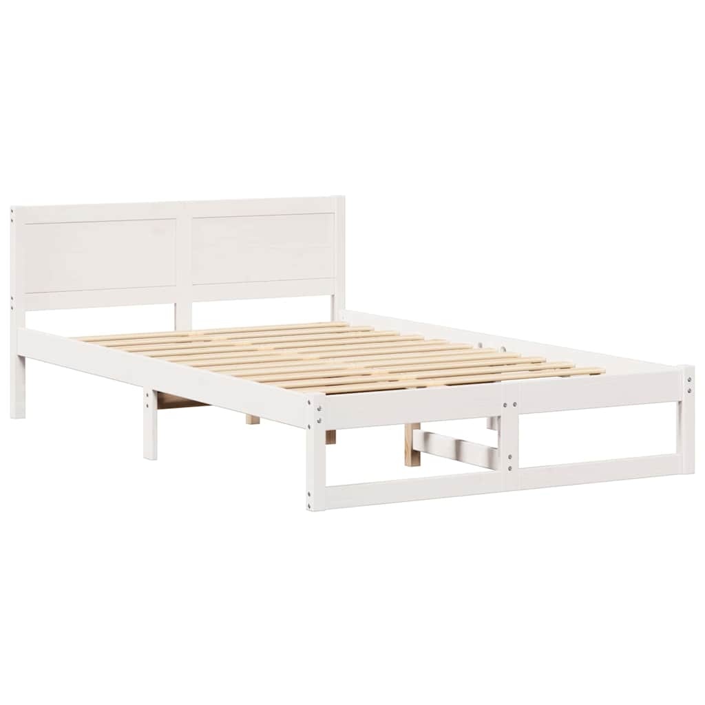 Sengestel Med Hovedgærde Hvid 120 X 190 Cm Massivt Fyrretræ - Billede 2