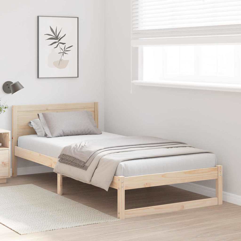 Sengestel Med Hovedgærde Brun 100 X 200 Cm Massivt Fyrretræ - Billede 4