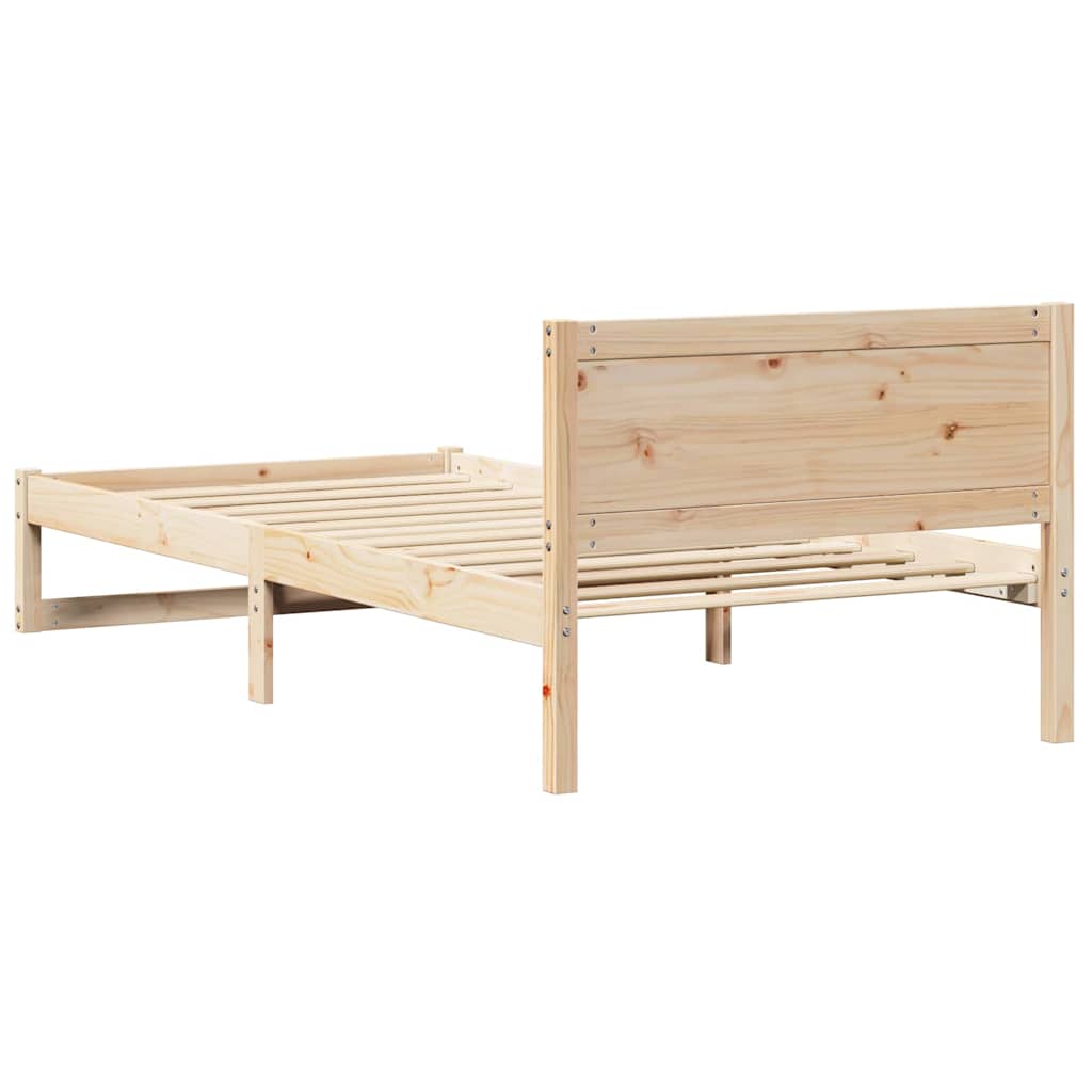 Sengestel Med Hovedgærde Brun 100 X 200 Cm Massivt Fyrretræ - Billede 7