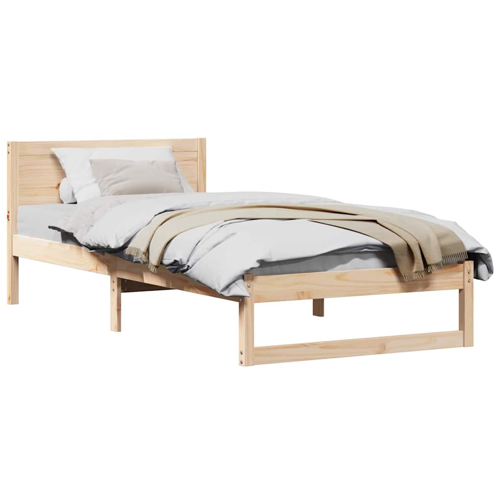 Sengestel Med Hovedgærde Brun 100 X 200 Cm Massivt Fyrretræ - Billede 3
