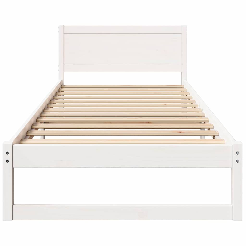 Sengestel Med Hovedgærde Hvid 90 190 Cm Massivt Fyrretræ - Billede 6