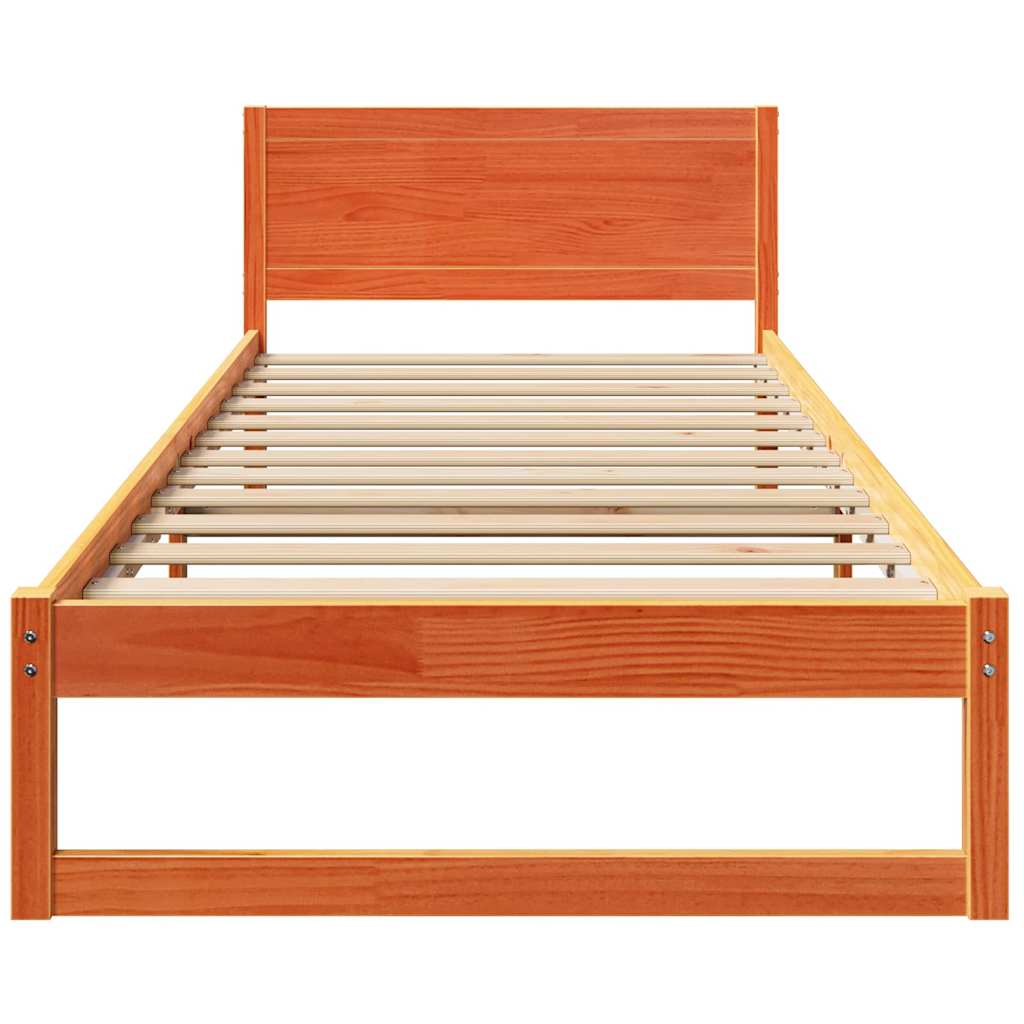 Sengestel Med Hovedgærde Brun 90 X 190 Cm Massivt Fyrretræ - Billede 5