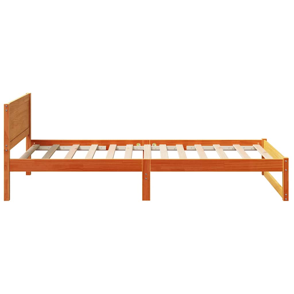 Sengestel Med Hovedgærde Brun 90 X 190 Cm Massivt Fyrretræ - Billede 6