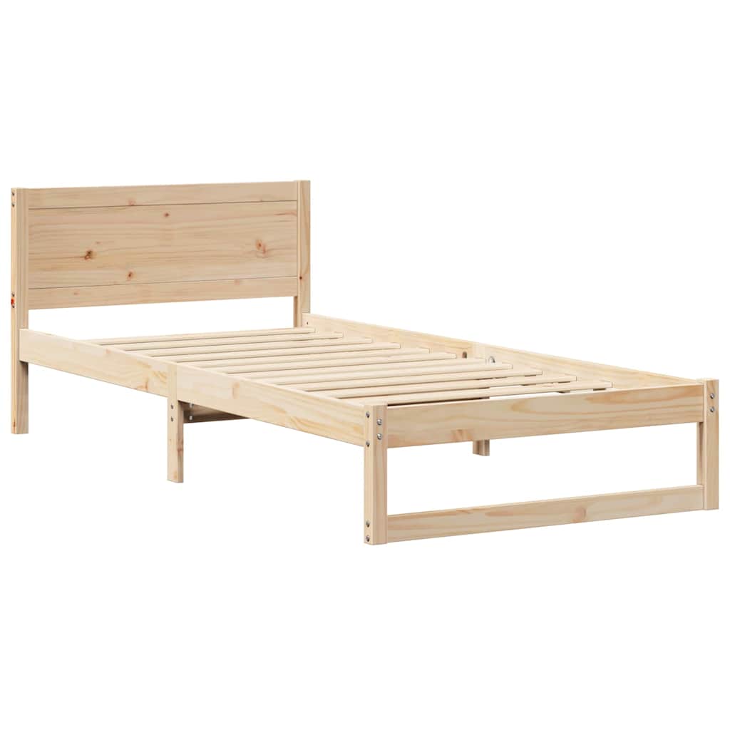 Sengestel Med Hovedgærde Brun 75 190 Cm Massivt Fyrretræ - Billede 2