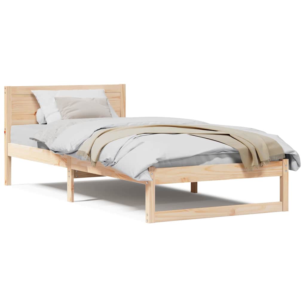 Sengestel Med Hovedgærde Brun 75 190 Cm Massivt Fyrretræ - Billede 4