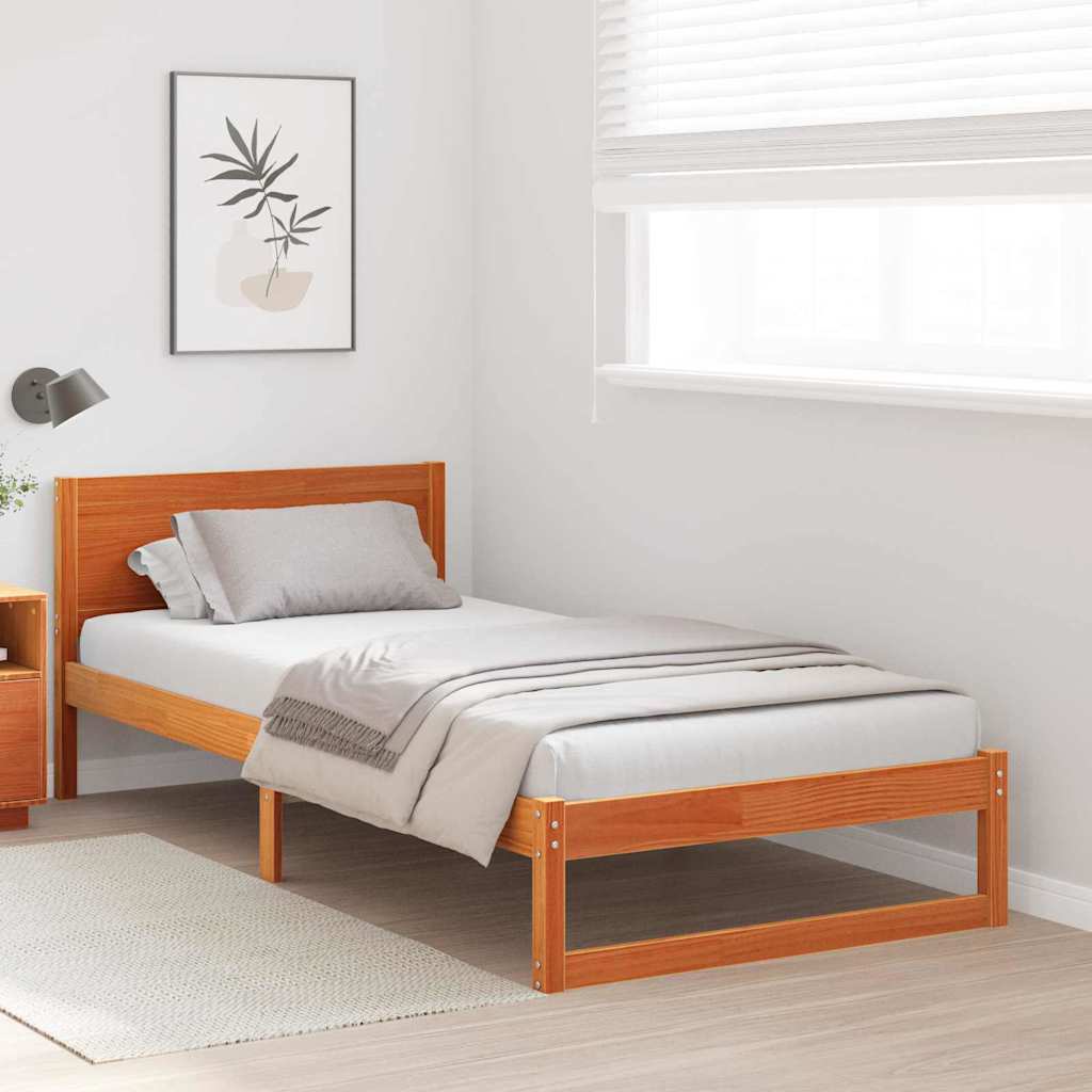 Sengestel Med Hovedgærde Brun 75 X 190 Cm Massivt Fyrretræ - Billede 4